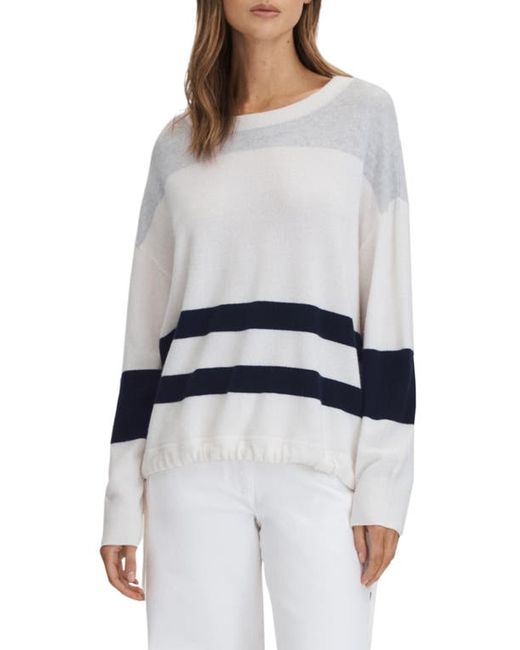 Reiss Allegra Stripe Wool Blend Drawstring Waist Sweater White/Grey