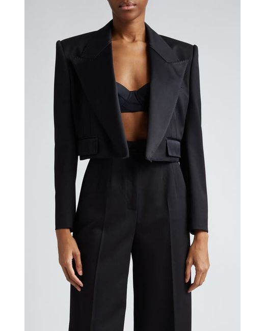 Dolce & Gabbana Wool Blend Crop Tuxedo Jacket