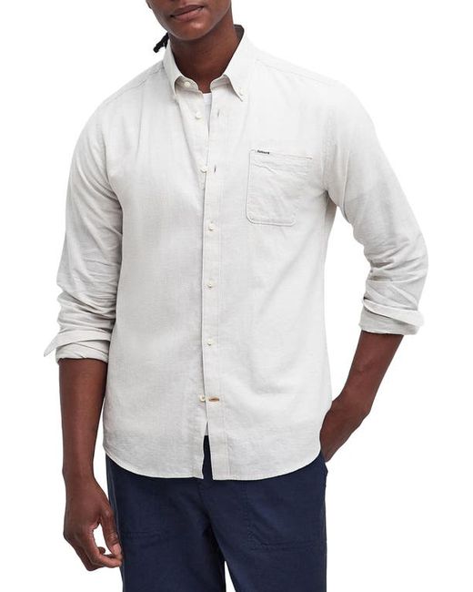 Barbour Nelson Tailored Fit Solid Linen Cotton Button-Down Shirt