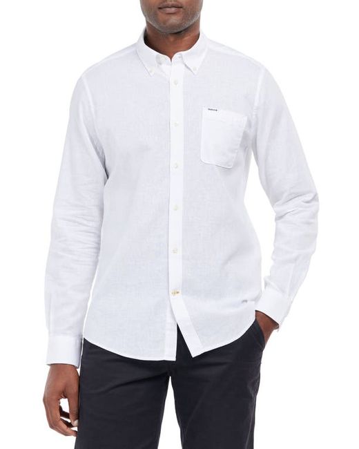 Barbour Nelson Tailored Fit Solid Linen Cotton Button-Down Shirt