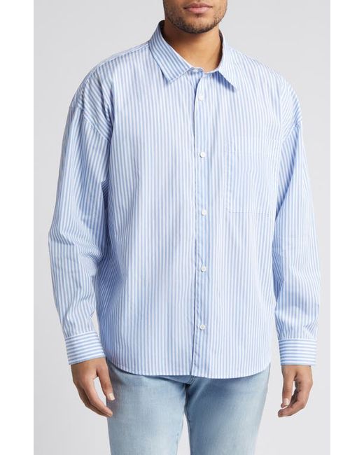 Frame Stripe Relaxed Fit Button-Up Shirt