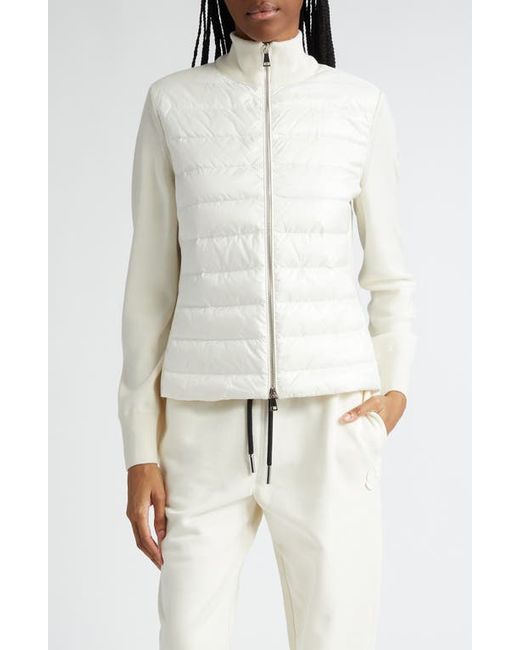 Moncler Quilted Nylon Wool Knit Cardigan