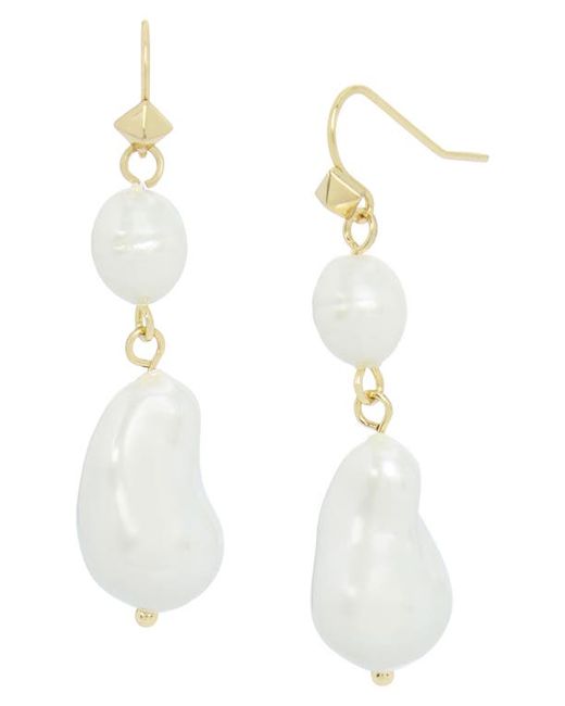 AllSaints Imitation Pearl Double Drop Earrings Pearl/Gold