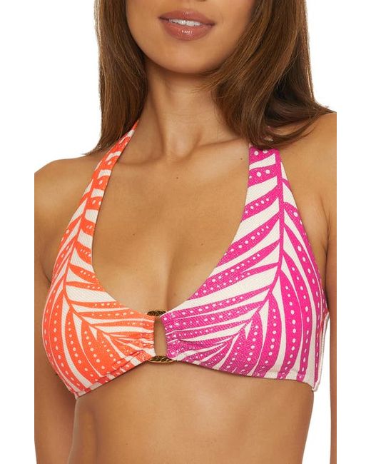 Trina Turk Sheer Tropics Metallic Halter Bikini Top