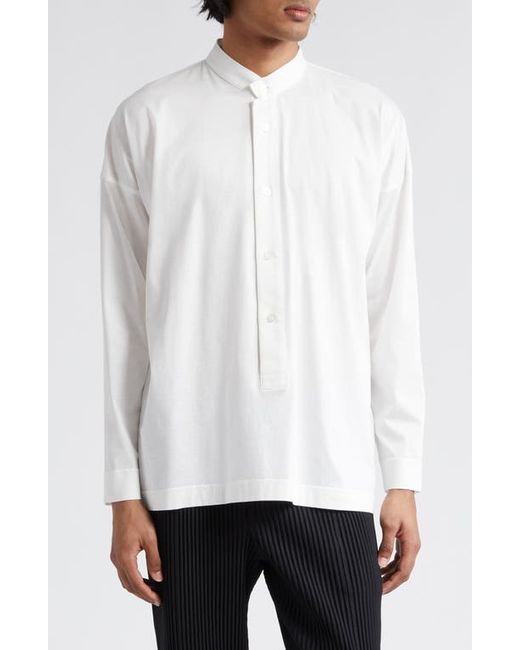 Homme Pliss Issey Miyake Long Sleeve Cotton Jersey Button-Up Shirt