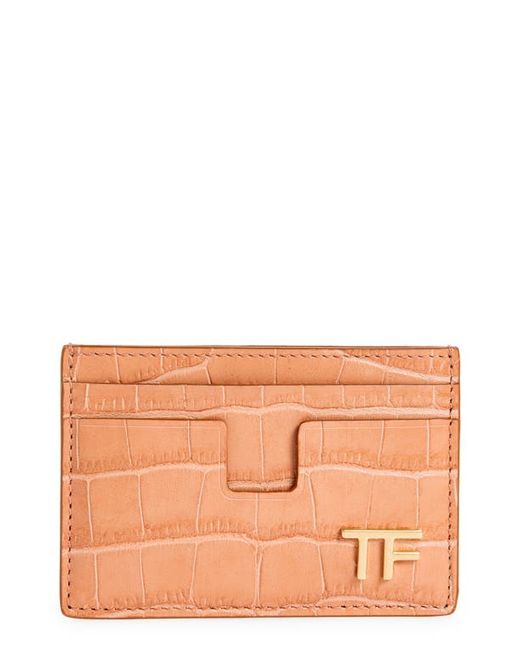 Tom Ford T-Line Croc Embossed Leather Card Case