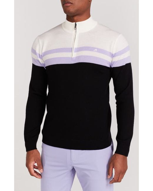 Redvanly Cooper Stripe Quarter Zip Wool Sweater