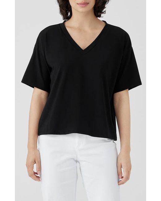 Eileen Fisher Boxy V-Neck Stretch Organic Cotton T-Shirt