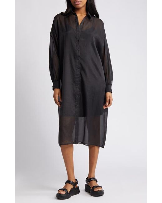 Dressed in Lala Barely There Long Sleeve Semisheer Shirtdress