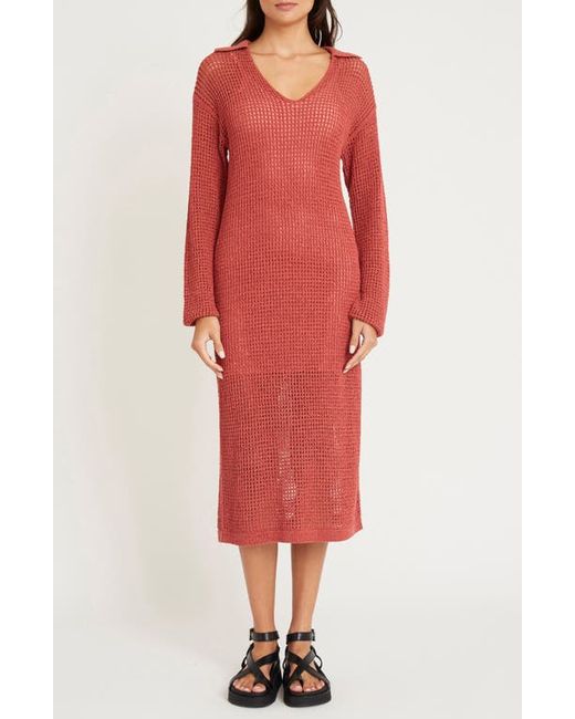 Luxely Rowan Open Stitch Long Sleeve Sweater Dress