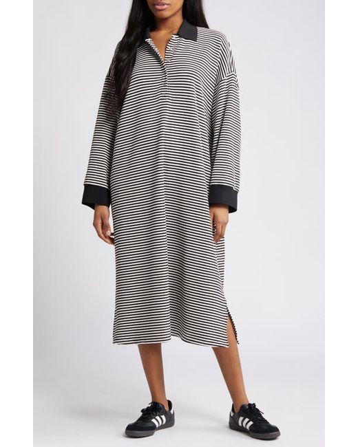 Dressed in Lala Oversize Stripe Long Sleeve Polo Dress