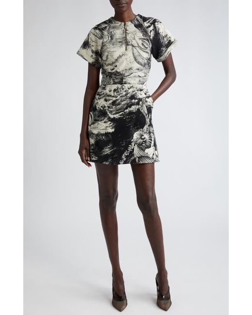 Jason Wu Collection Oceanscape Jacquard Short Sleeve Dress Chalk