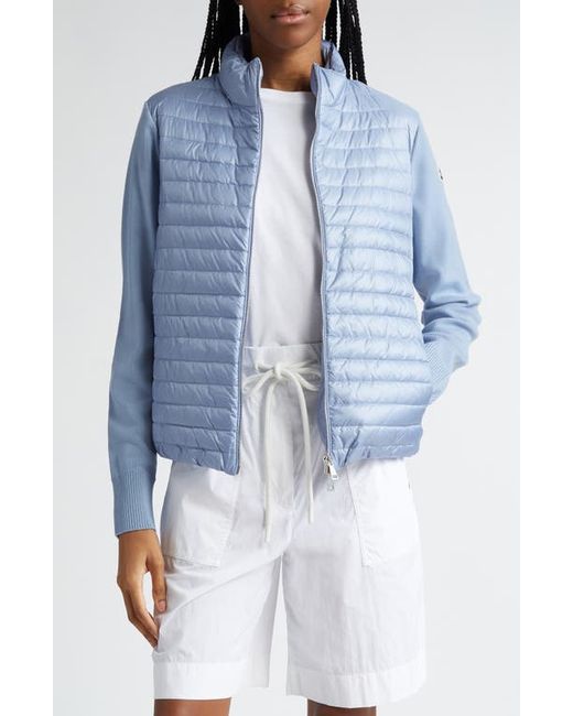 Moncler Quilted Nylon Wool Knit Cardigan