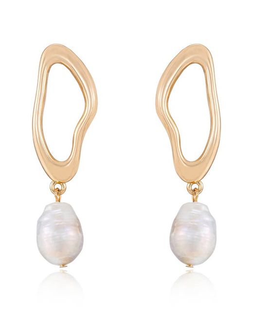 Ettika Oval Freshwater Pearl Drop Earrings
