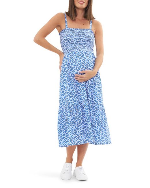 Ripe Maternity Joyce Smocked Midi Maternity Dress Lapis