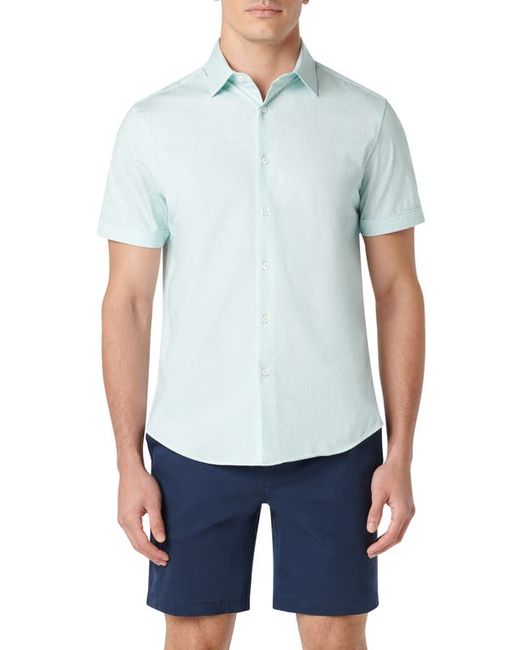 Bugatchi Miles OoohCotton Chambray Print Short Sleeve Button-Up Shirt