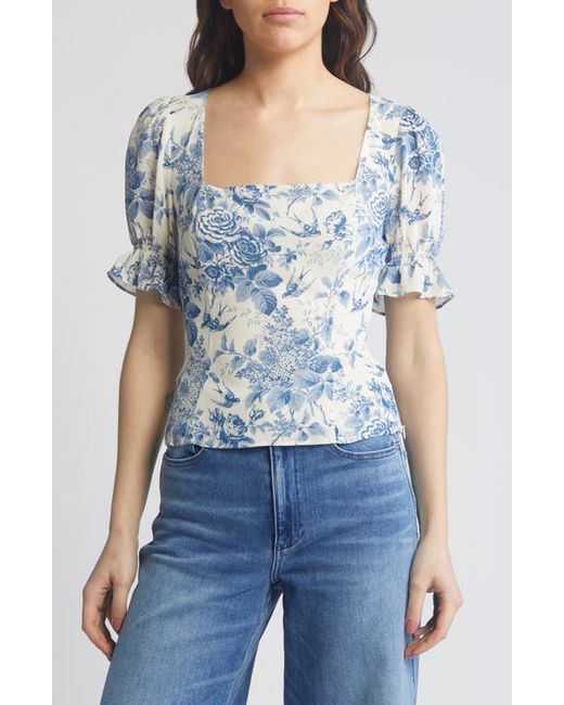 Reformation Constance Print Puff Sleeve Top