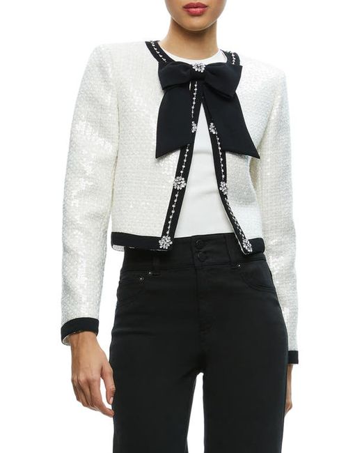 Alice + Olivia Gwyneth Rhinestone Detail Tweed Jacket