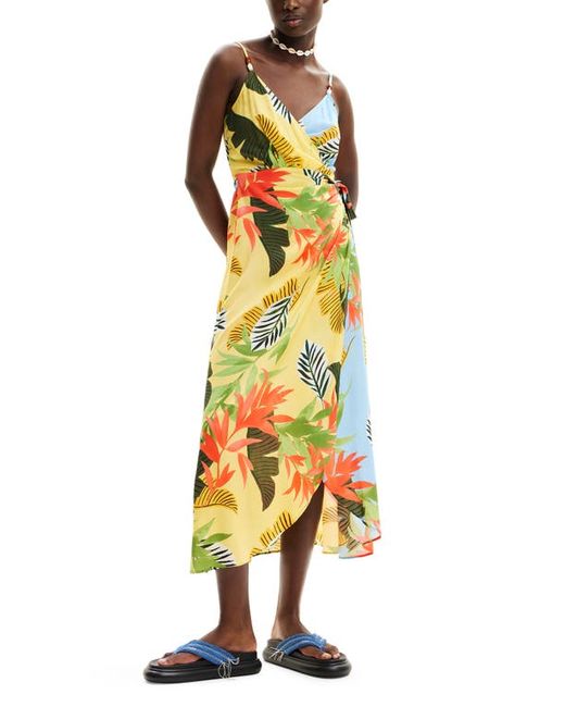 Desigual Tropical Leaves Cover-Up Wrap Sundress