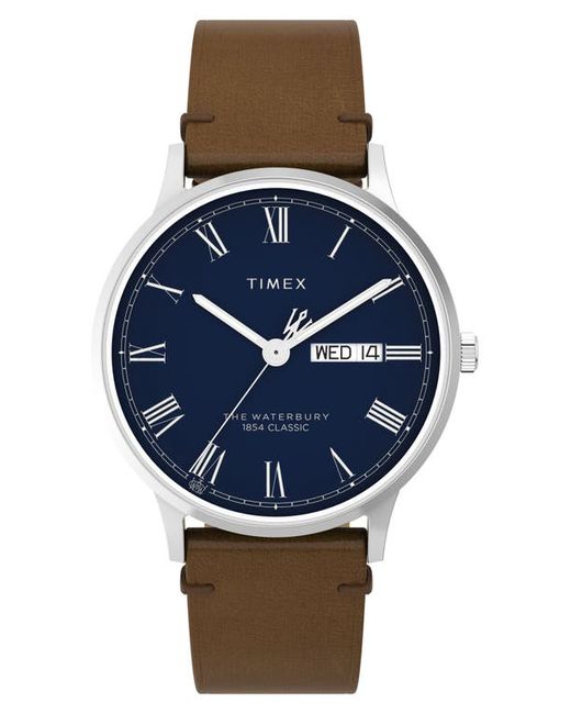 Timex® Timex Waterbury Classic Leather Strap Watch 40mm