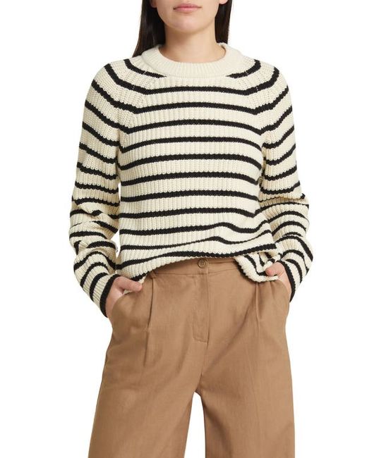 Alex Mill Amalie Stripe Cotton Cashmere Sweater Ivory/Black