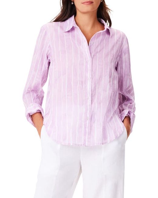 Nic+Zoe Watercolor Stripe Cotton Button-Up Shirt
