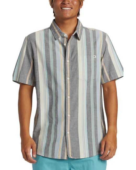 Quiksilver Oxford Stripe Short Sleeve Button-Up Shirt