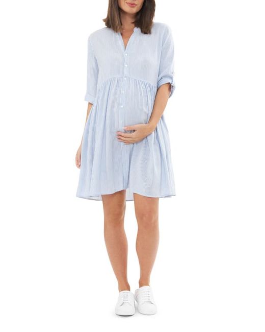 Ripe Maternity Sam Stripe Maternity/Nursing Dress Sky White