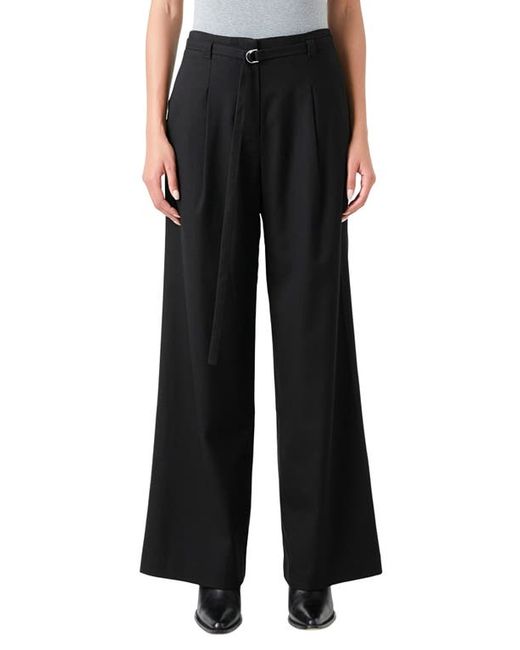 Grey Lab Pleated Belted Stretch Wide Leg Pants