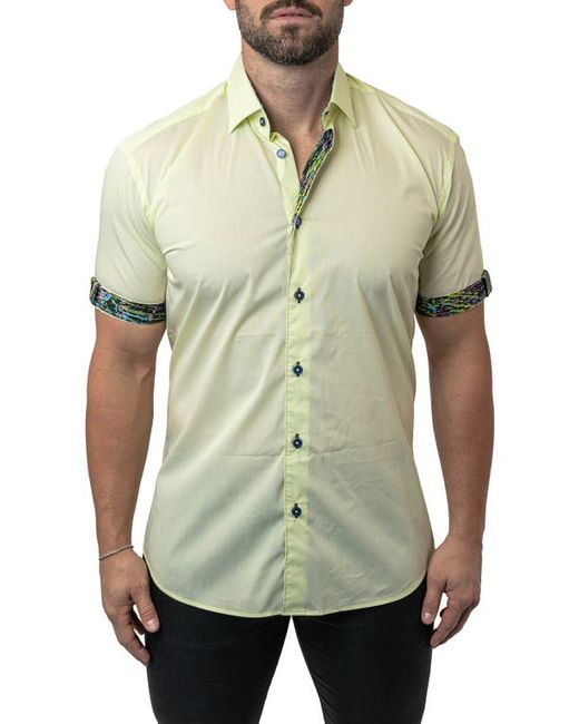 Maceoo Galileo Calamansi Contemporary Fit Short Sleeve Button-Up Shirt