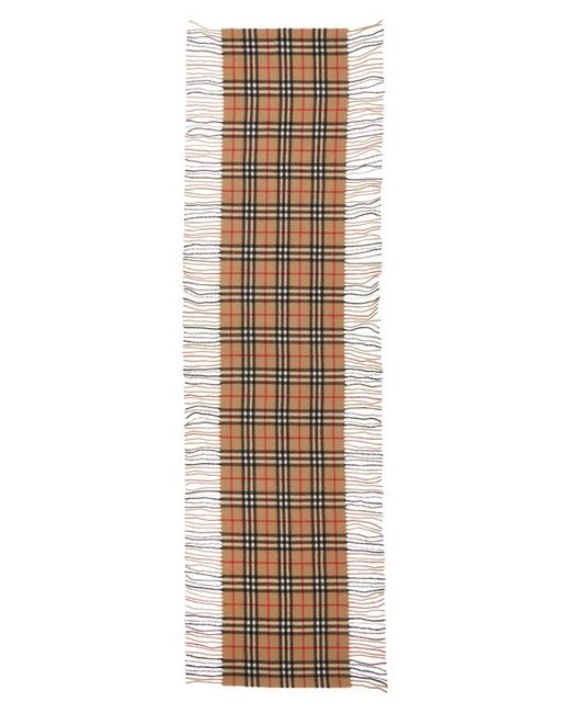 Burberry Check Fringed Cashmere Scarf