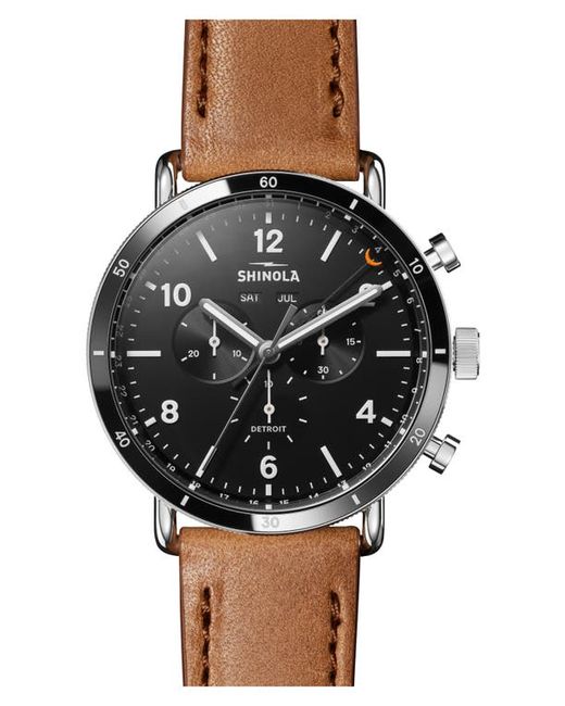 Shinola Canfield Sport Chronograph Leather Strap Watch 45mm