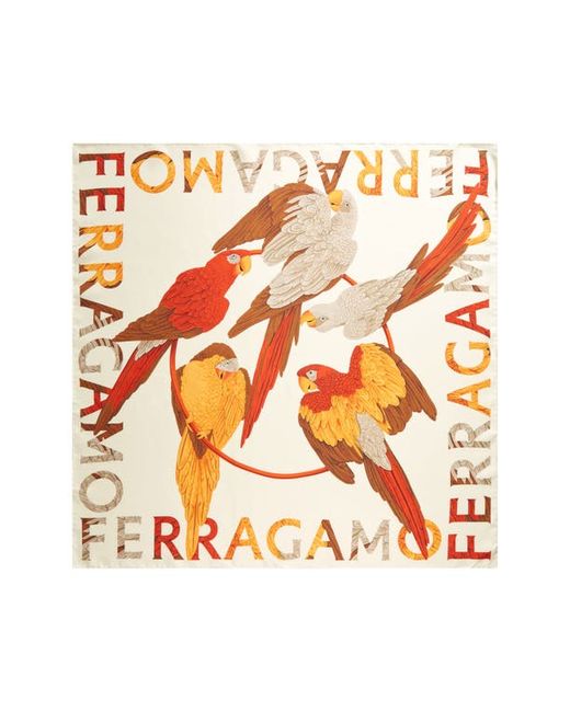 Ferragamo Parrot Print Silk Foulard Square Scarf
