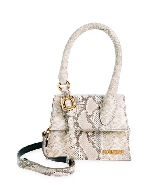 Jacquemus Le Chiquito Moyen Snakeskin Embossed Leather Top Handle Bag