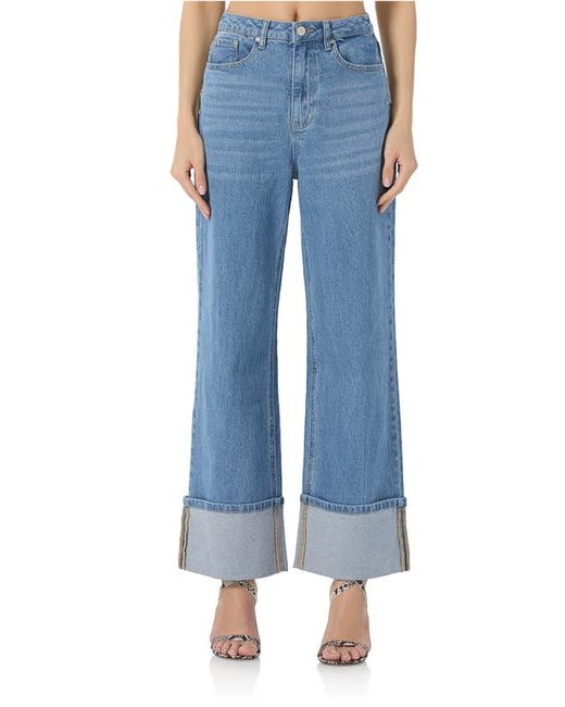 Afrm Kendall Wide Leg Cuff Jeans