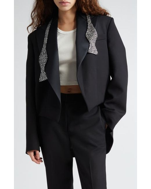 Stella McCartney Wool Twill Tailcoat Tuxedo Jacket with Crystal Embellished Bow Tie