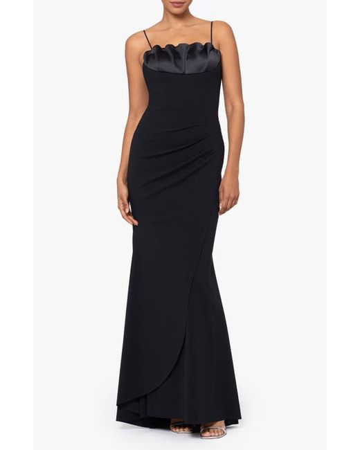 Xscape Gathered Satin Crepe Mermaid Gown