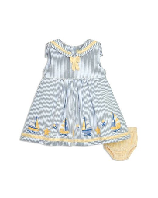 JoJo Maman Bebe Embroidered Sailboat Cotton Seersucker Dress