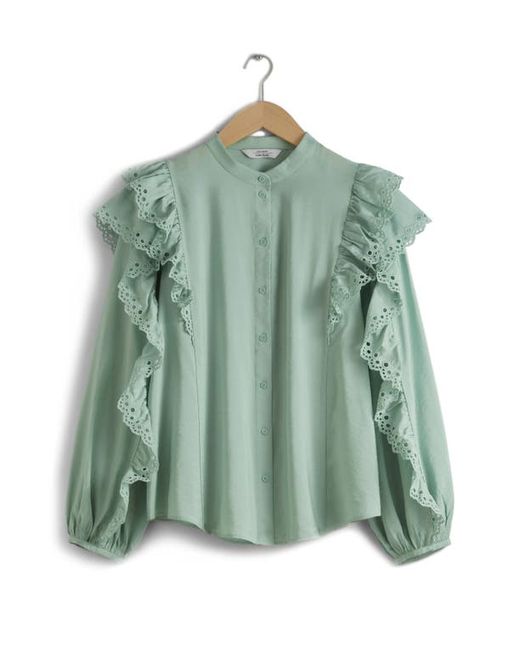 Other Stories Ernestine Eyelet Ruffle Button-Up Shirt