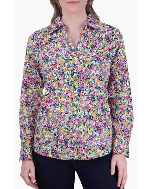 Foxcroft Mary Floral Non-Iron Cotton Button-Up Shirt