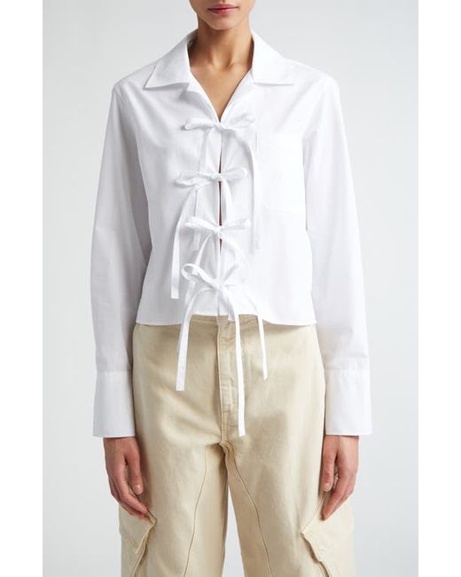 J.W.Anderson Tie Front Long Sleeve Crop Cotton Shirt