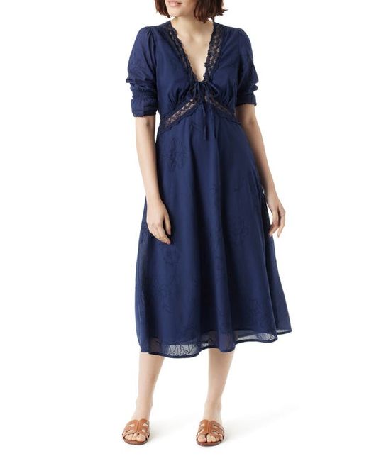 Sam Edelman Dasie Lace Detail Cotton Midi Dress