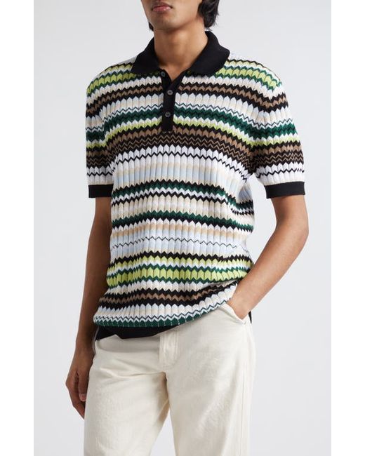 Missoni Chevron Knit Short Sleeve Polo Sweater