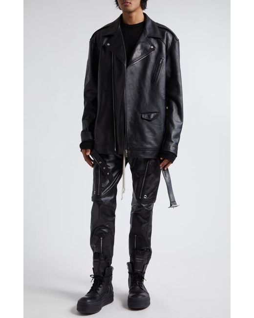 Rick Owens Luke Stooges Oversize Leather Moto Jacket