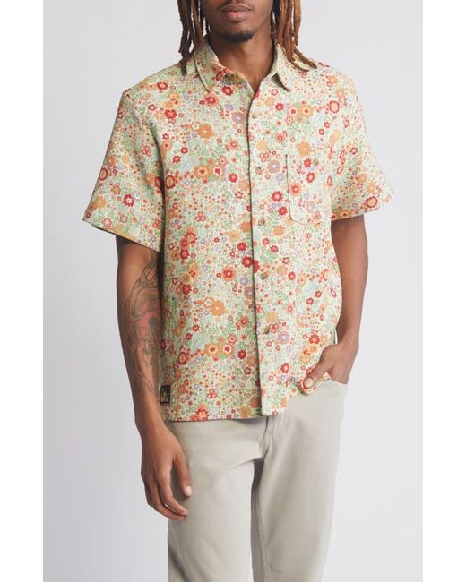 Percival Clerk Floral Jacquard Short Sleeve Cotton Button-Up Shirt