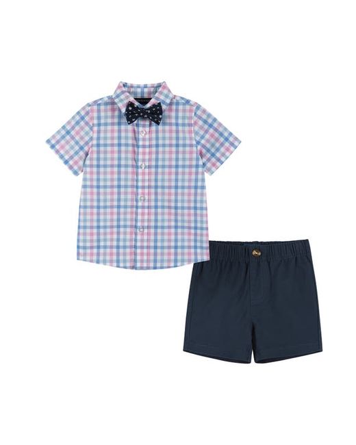 Andy & Evan Short Sleeve Cotton Button-Up Shirt Shorts Bow Tie Set
