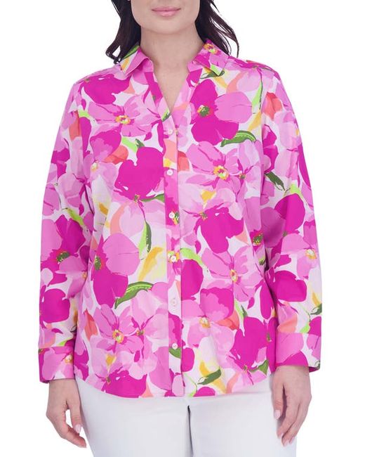 Foxcroft Mary Floral Cotton Button-Up Shirt