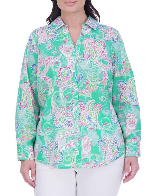 Foxcroft Mary Paisley Cotton Button-Up Shirt