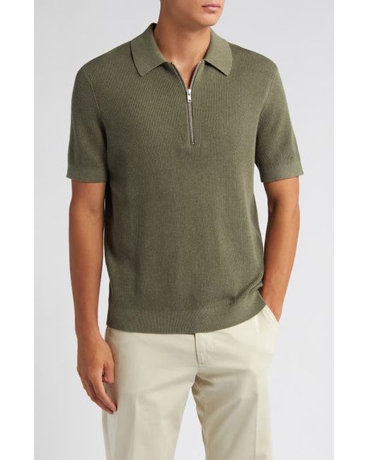 Nn07 Hansie Zip Ribbed Organic Cotton Sweater Polo