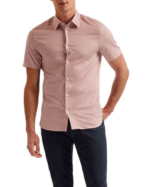Ted Baker London Lacesho Geo Print Stretch Cotton Button-Up Shirt